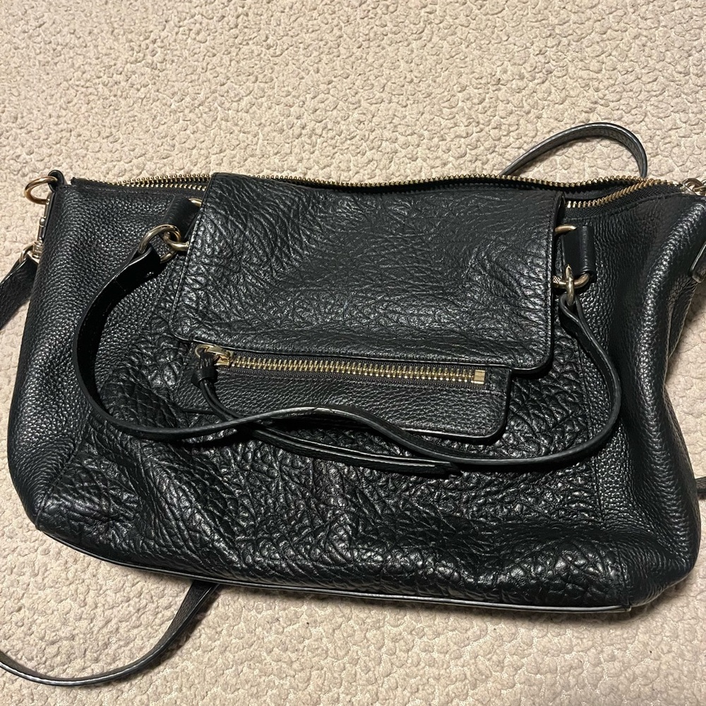 Vince Camuto Black Soft Leather Textured Shoulder Bag - Picture 2 of 5